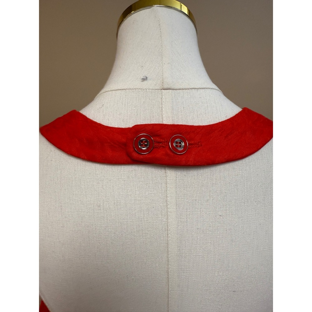 NWT NY Collection Red Jacquard V Neck Sleeveless Button Front Vest Size 8 - Picture 6 of 10